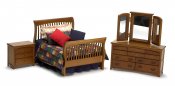 Dollhouse Miniature 1/12 scale WALNUT SLAT DOUBLE BEDROOM SET