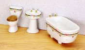 Dollhouse Miniature 1/12 scale ROSE BATHROOM SET