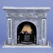 Dollhouse Miniature 1/12 scale GRAY/GOLD FIREPLACE