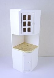 WHITE CORNER CABINET MARBLE EFFECT TOP