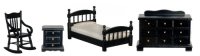Dollhouse Miniature 1/12 scale BLACK BEDROOM SET/4