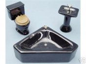 Dollhouse Miniature 1/12 scale Black CORNER BATH SET