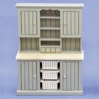 Dollhouse Miniature 1/12 scale GREEN CUPBOARD WITH BASKETS