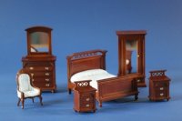 Dollhouse Miniature 1/12 scale WALNUT BEDROOM SET 7PC
