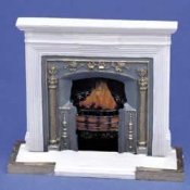 Dollhouse Miniature 1/12 scale GRAY/GOLD FIREPLACE