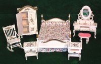 dollhouse Miniature 1/12 scale WHITE BEDROOM SET