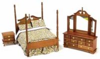 Dollhouse Miniature 1/12 scale VICTORIAN DOUBLE BEDROOM SET 3PC