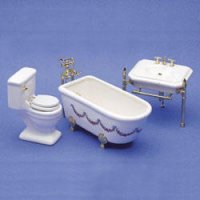 Dollhouse Miniature 1/12 scale OLD FASHIONED BATHROOM set