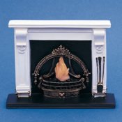 Dollhouse Miniature 1/12 scale WHITE SCROLLED FIREPLACE