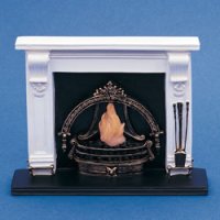 Dollhouse Miniature 1/12 scale WHITE SCROLLED FIREPLACE