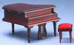 Baby Grand Piano W/Bench, Mahogany