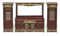 Dollhouse Miniature 1/12 scale 3 pc. BUFFET TABLE W/MIR.CAB