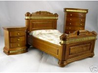 Dollhouse Miniature 1/12 scale WALNUT BEDROOM SET/3